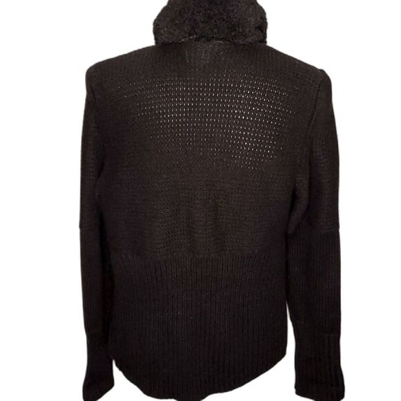 Cardigan by Chelsea & Theodore Open Style Black with short Faux Fur Size Large - Picture 4 of 6
